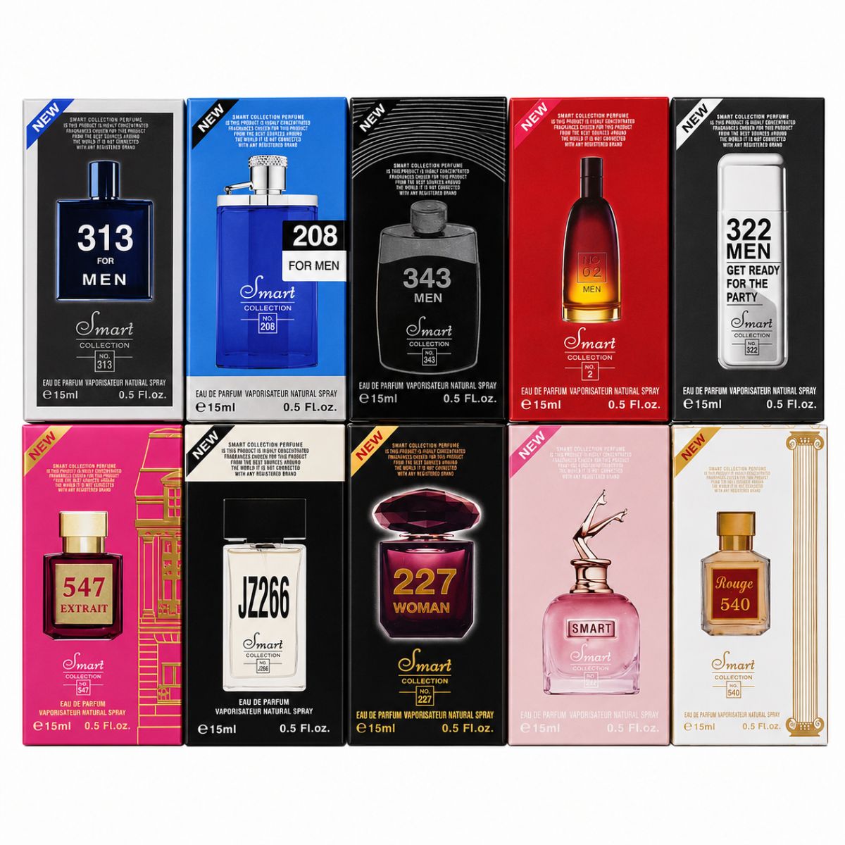 Smart Collection His & Hers Perfume Set – 10 x 15ml Eau De Parfum Collection for Men & Women