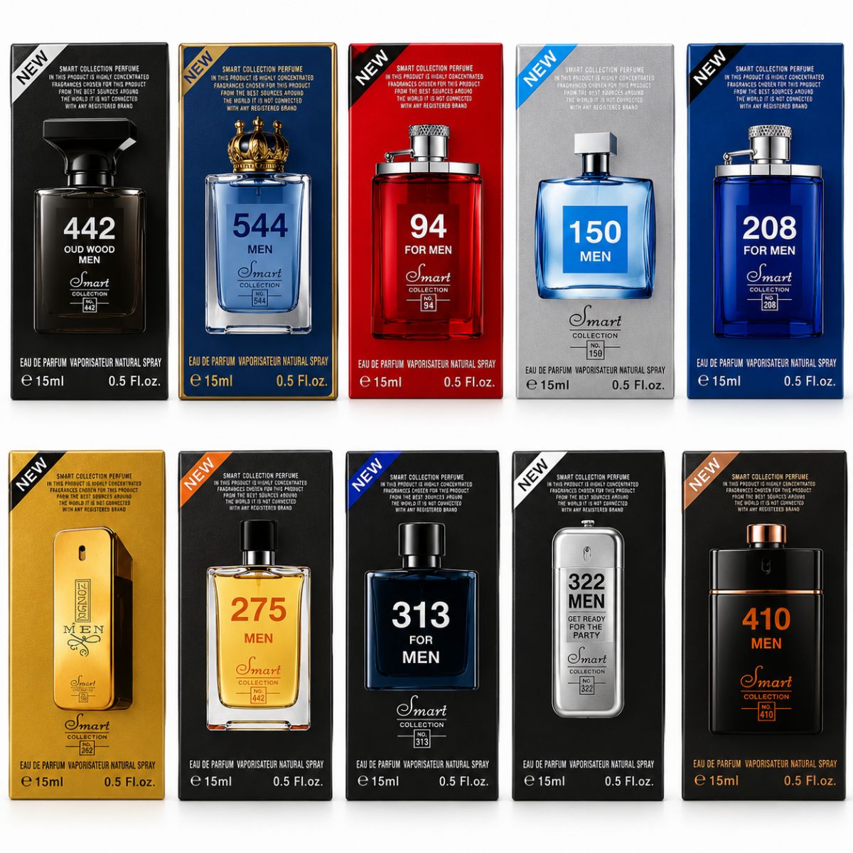 Smart Collection Men's Fragrance Discovery Set – 10 x 15ml Eau De Parfum Gift Pack