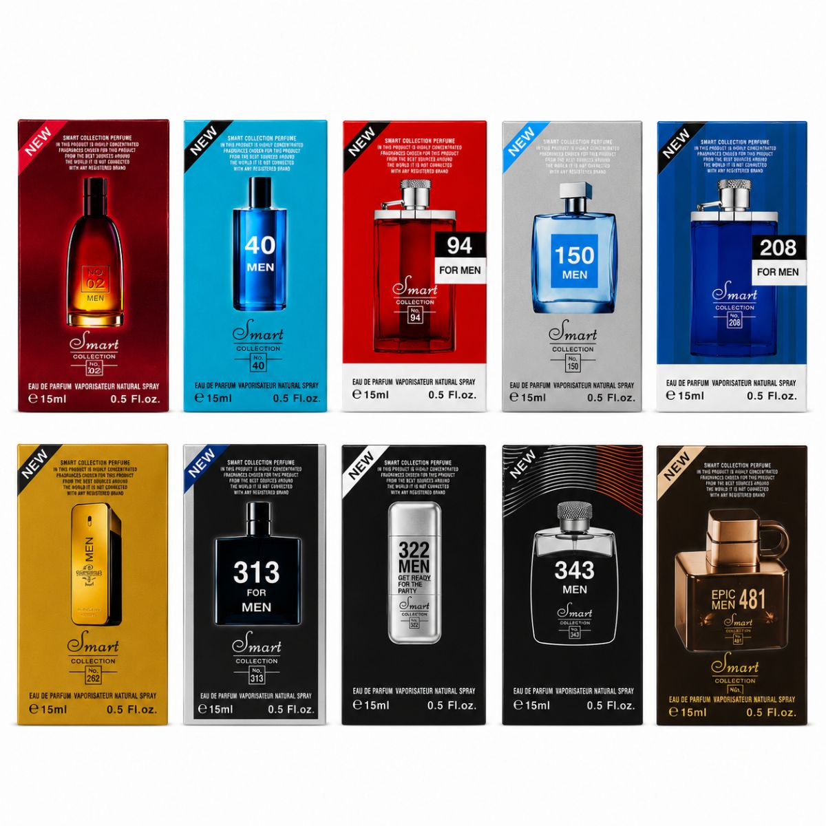 Smart Collection Signature Men's Perfume Set – 10 x 15ml Eau De Parfum Collection