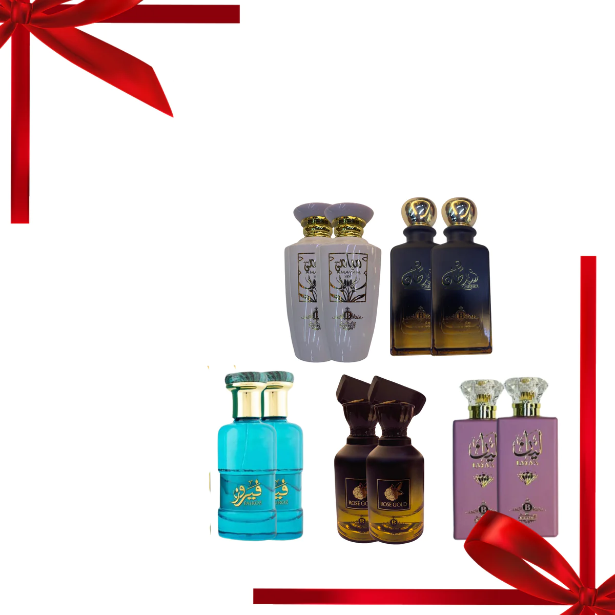 Pack of10 Boutique Mayami, Sultan, Fairoz, Layan, Rosegold - 100ml Each Perfumes With Free Gift
