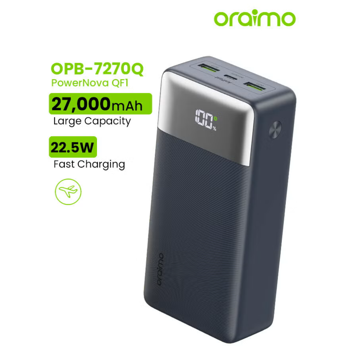Oraimo PowerNova QF1 OPB-7270Q 27000mAh Power Bank β 22.5W Fast Charging, PD3.0 & QC3.0