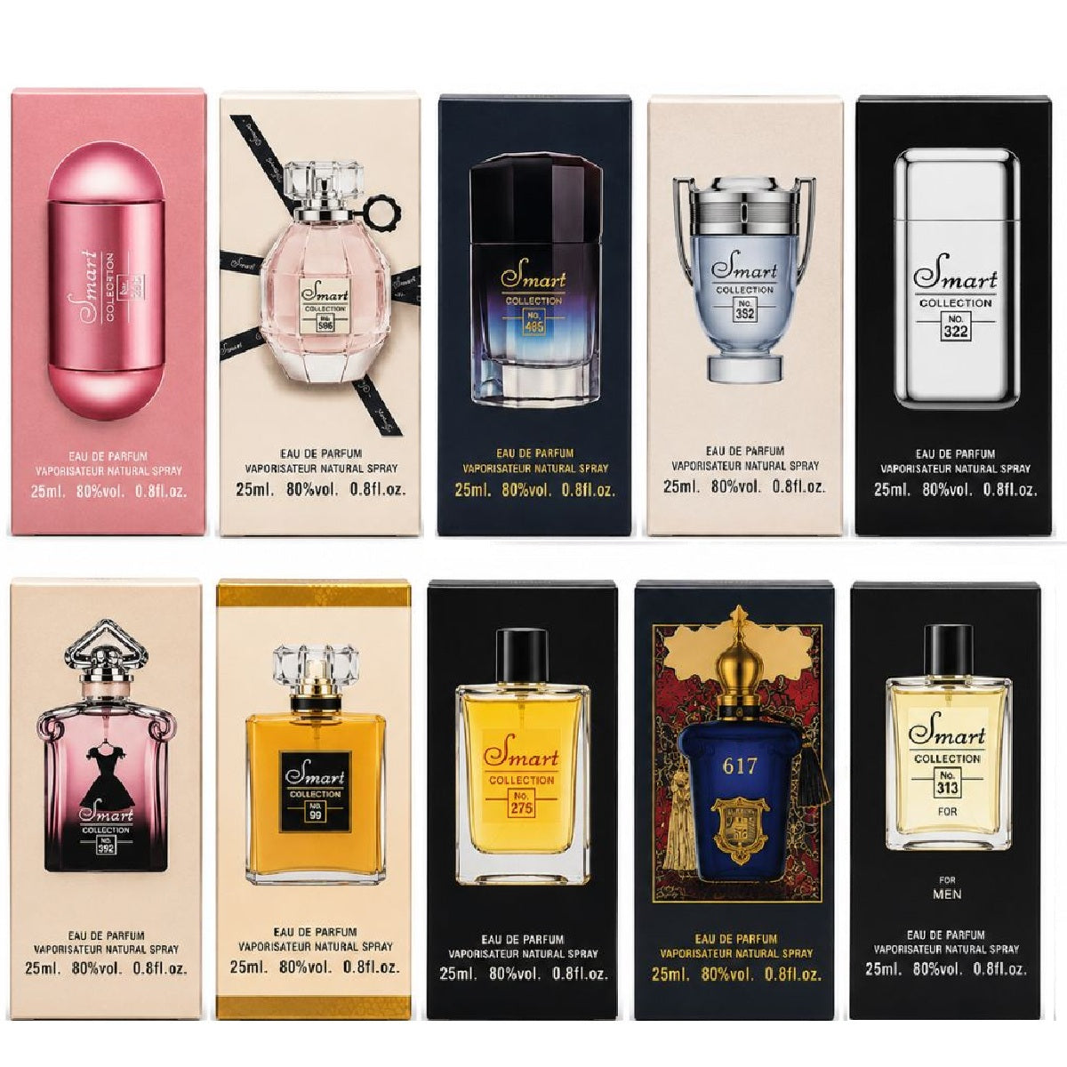 Smart Collection Premium Fragrance Collection – 10 x 25ml Eau De Parfum Set for Men & Women