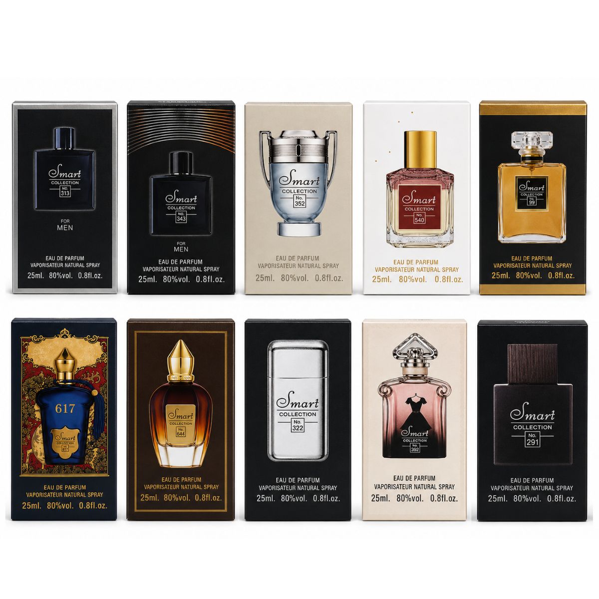 Smart Collection Premium Men's Perfume Set – 10 x 25ml Eau De Parfum Collection