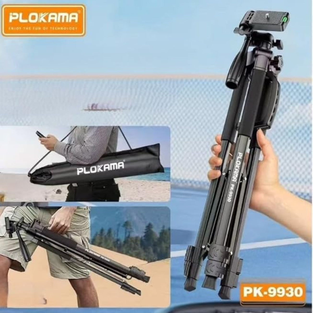 Plokama PK-9930 Camera & Mobile Tripod 150cm with Remote Control | Adjustable Portable Stand