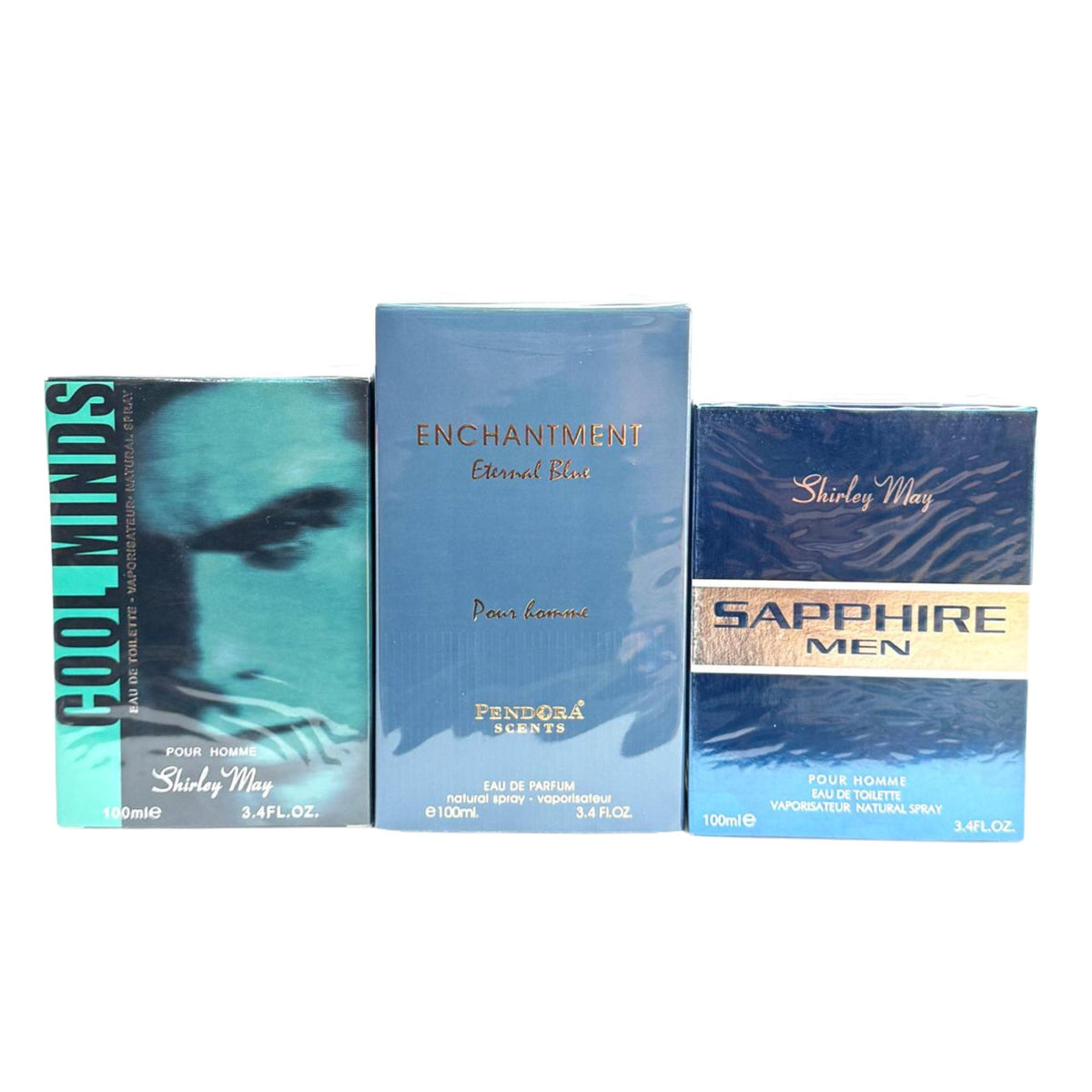 Men's Perfume Set – Cool Minds, Enchantment Eternal Blue & Sapphire Men (3 × 100ml Fragrance Bundle)