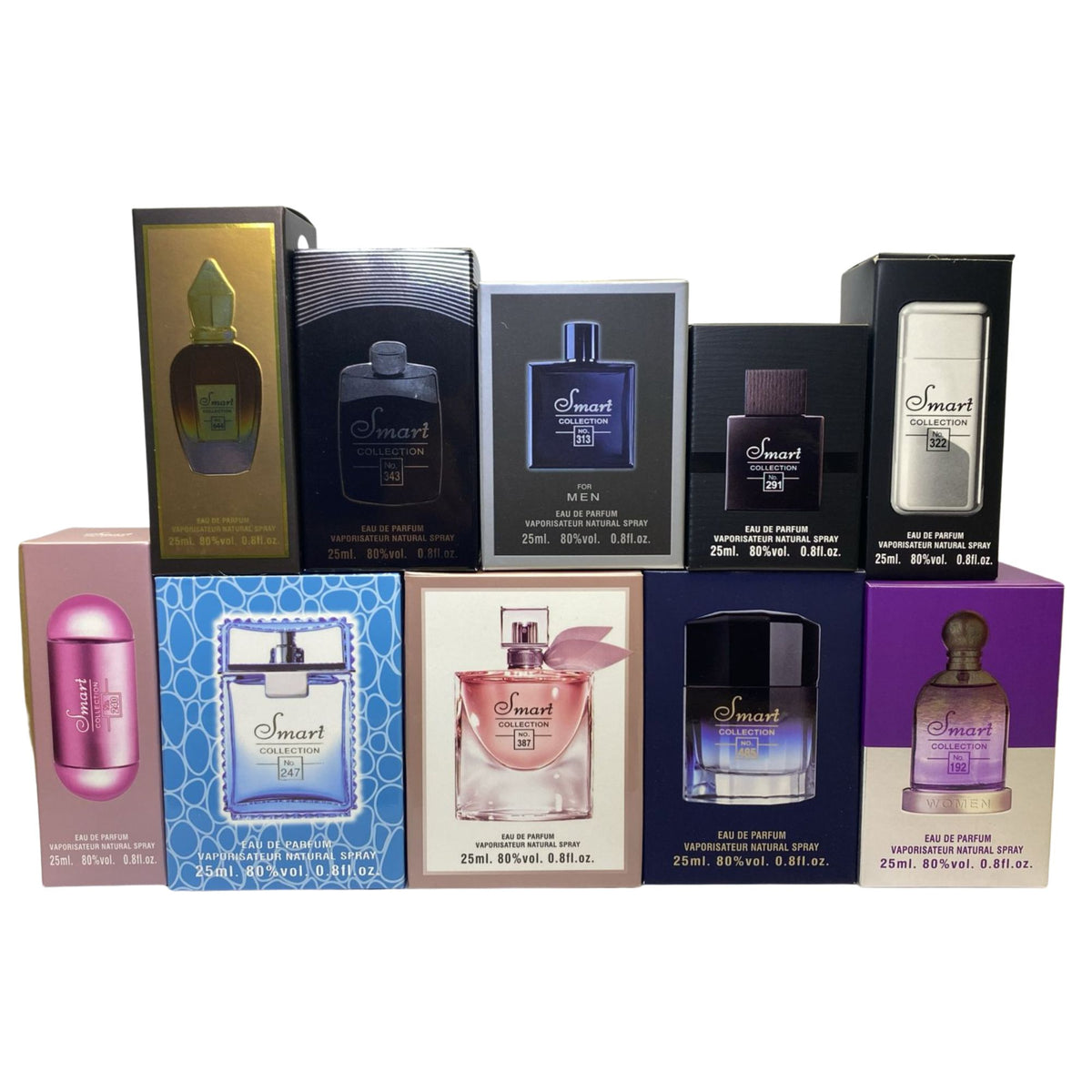 Smart Collection 25ml Mixed Perfume Set – 10pcs Eau De Parfum (Men & Women Fragrance Bundle)