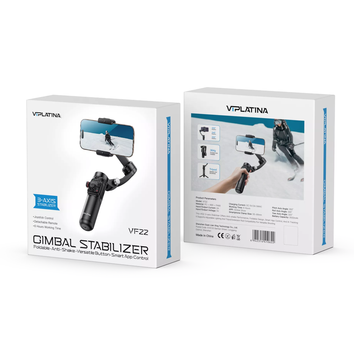 VIPLATINA VF22 3-Axis Smartphone Gimbal Stabilizer with Remote Control