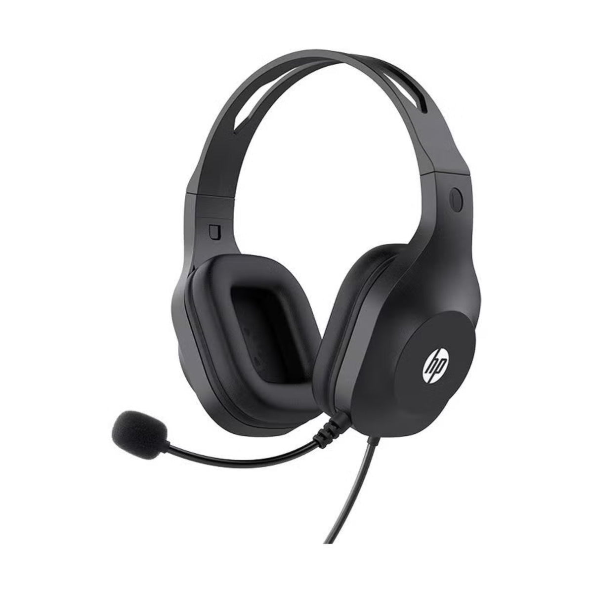 HP DHH-1601 Wired Headset with Microphone Stereo Sound 40mm Drivers Adjustable Mic Black
