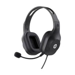 HP DHH-1601 Wired Headset with Microphone Stereo Sound 40mm Drivers Adjustable Mic Black