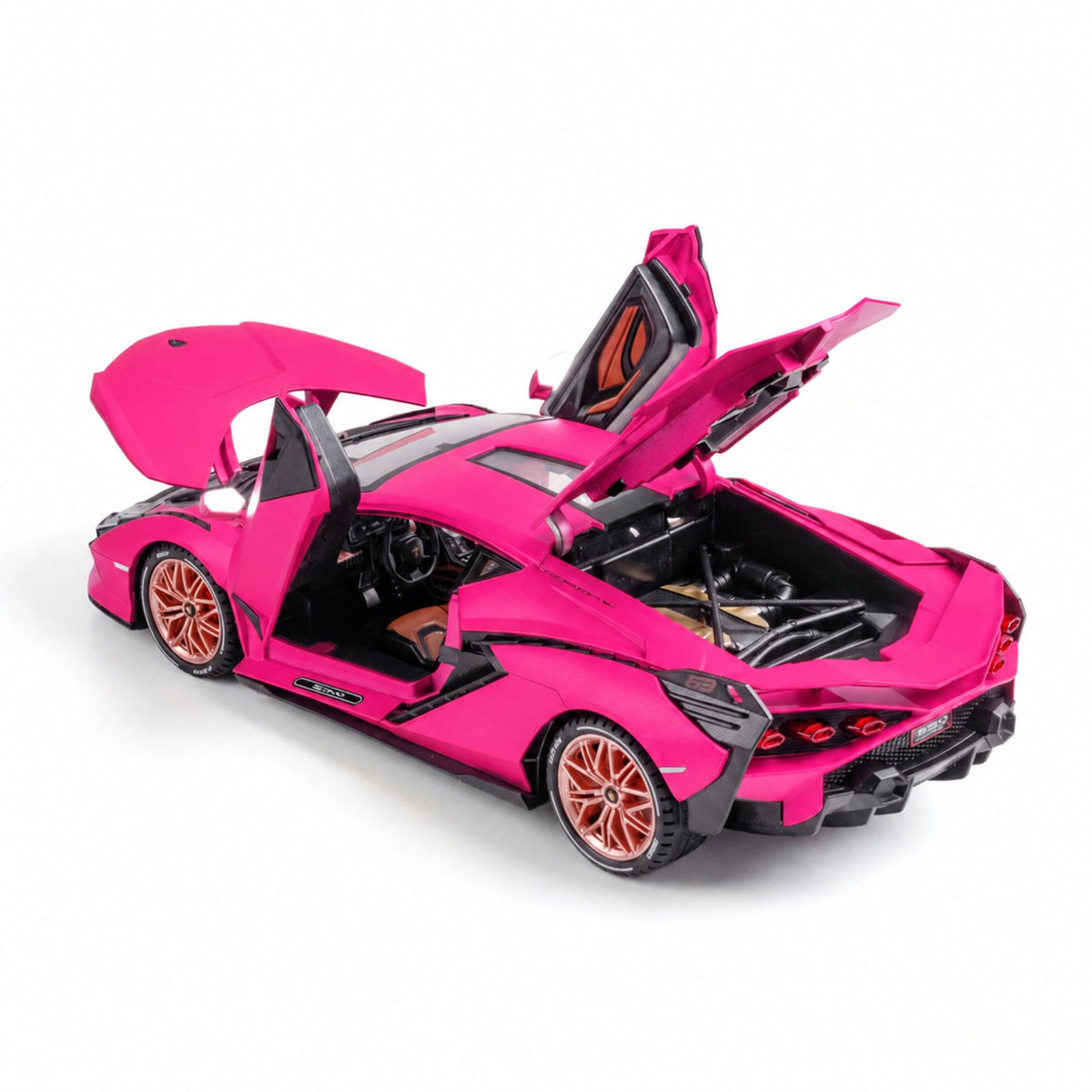 JINCHEJIANG 1:24 Lamborghini Sián FKP37 Diecast Model Car with Light & Sound – Pink Edition