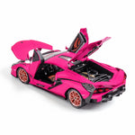 JINCHEJIANG 1:24 Lamborghini Sián FKP37 Diecast Model Car with Light & Sound – Pink Edition