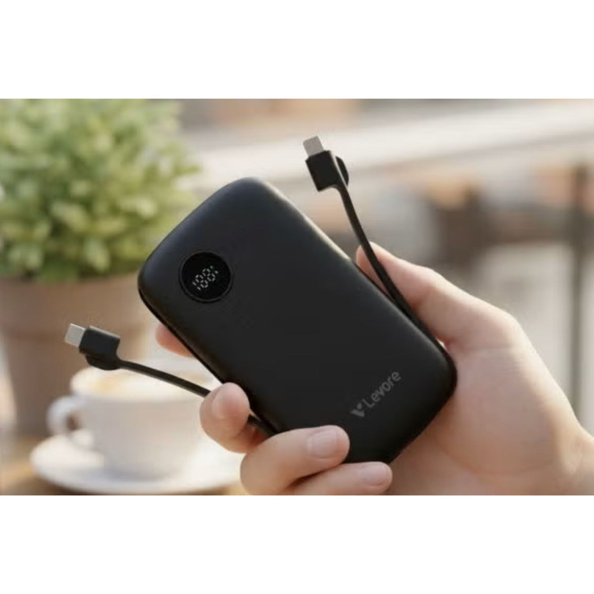 LEVORE LP511 10000mAh 22.5W Super Fast Charging Power Bank with Built-In Type-C & Lightning Cables