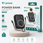 Levore Ultra-Capacity 3-in-1 Magnetic Wireless Power Bank 20000mAh | Built-in Dual Cables & 22.5W Bidirectional Fast Charging