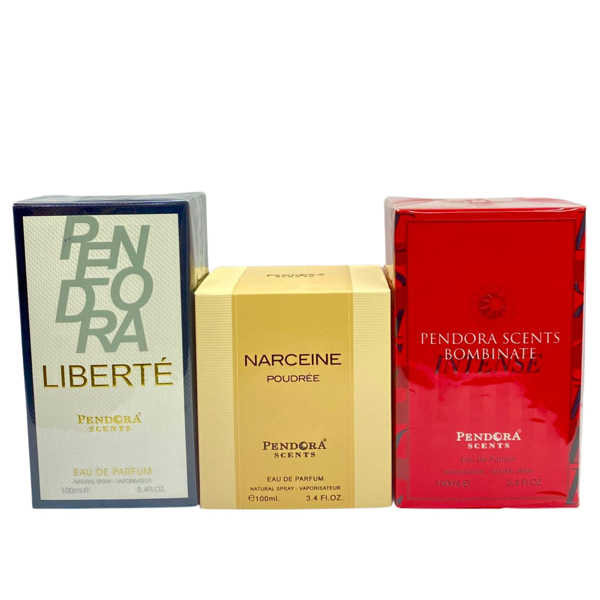 Pendora Women's Luxury Perfume Trio – Liberté, Narceine Poudrée & Bombinate Intense (3 × 100ml)