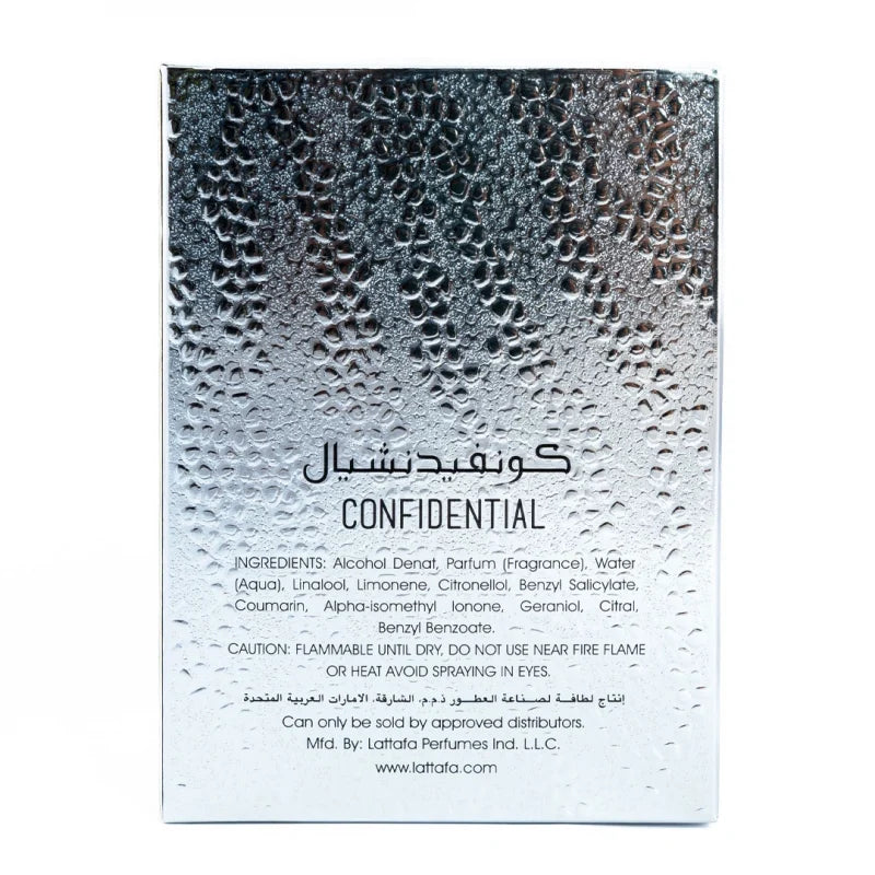 Confidential Platinum Indulge in Luxury Men's Perfume by Lattafa