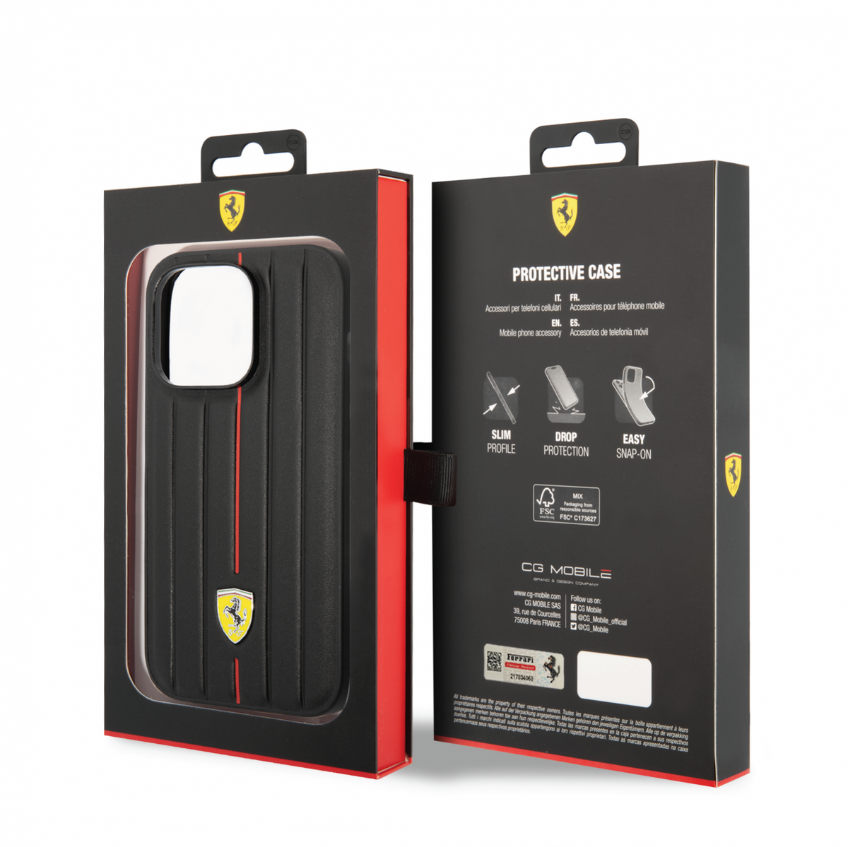 Original Ferrari PU Leather Case with Printed with iPhone 14, 14 Plus, 14 Pro, 14 Pro Max