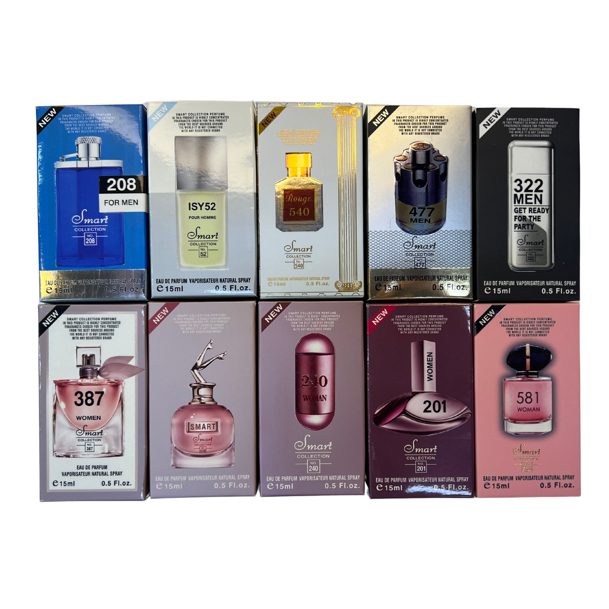 15ML Perfume bottles, 10 pieces in a combo set, 5 for men and 5 for Womens.