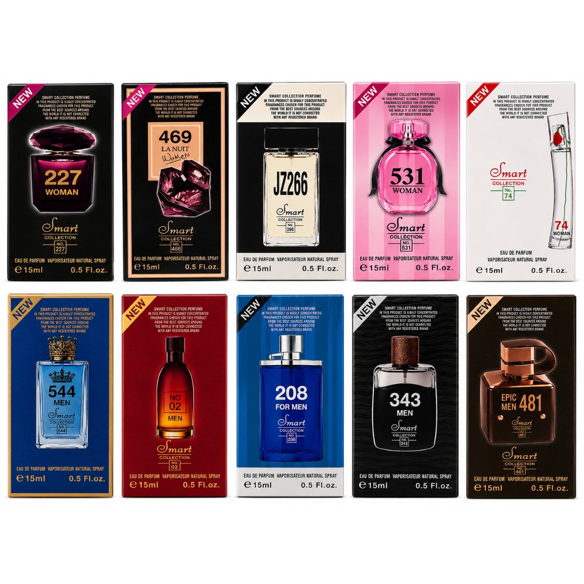 Smart Collection Fragrance Gift Box – 10 x 15ml Eau De Parfum Set for Men & Women