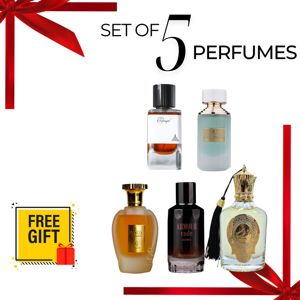 Pack of 5 Luxury Unisex Perfumes With Free Gift