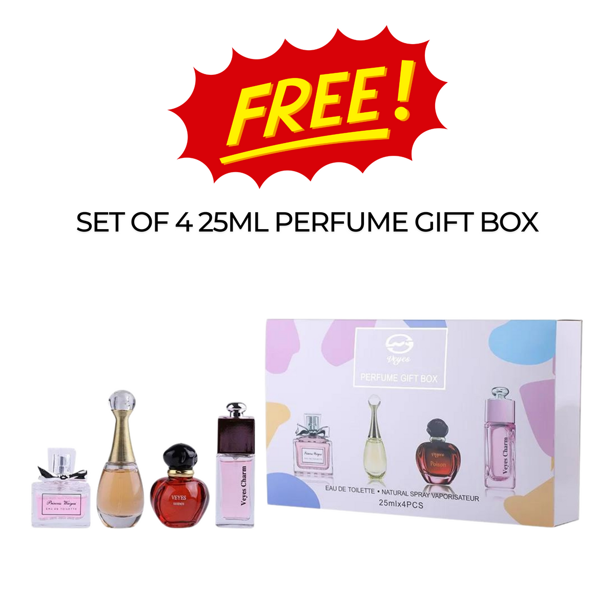 Pack of 5 Luxury 2 Men's, 2 Women's Perfumes With Free Gift