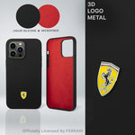 Ferrari Magsafe Silicone Hard Case with Yellow Metal Logo Compatible for iPhone 14 Pro, 14 Pro Max (Black/Red)