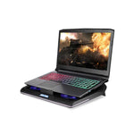 Porodo Gaming Multi-Fan Cooling Pad with RGB Lighting, Laptop Cooling Pad, 3-Level Stand Height Adjustable, 5 Super Quiet Fans, 1400RPM Strong Wind Gaming Cooling Stand with USB2.0 Interface - Black