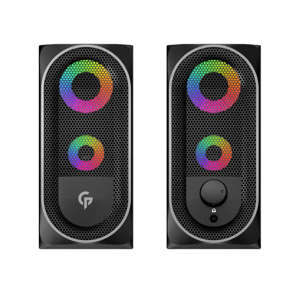 Porodo Gaming 10W, RGB Light Effect|Lighting Touch Sensor|USB & 3.5MM Universal Plug |Non-Magnetic Material PC Speaker