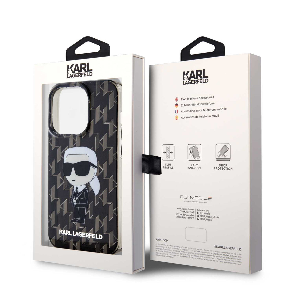 Apple iPhone 15 Pro & 15 Pro Max Karl Lagerfeld IML IKonIK Monogram Hard Casein Black &Transparent Colors