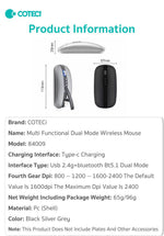 Mouse 2.4G Wireless BT5.1 Slim Rechargeable Slience Mouse for PC Computer Notebook with USB Receiver 2400 DPI Adjustable Level