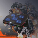 Porodo Gaming Multi-Fan Cooling Pad with RGB Lighting, Laptop Cooling Pad, 3-Level Stand Height Adjustable, 5 Super Quiet Fans, 1400RPM Strong Wind Gaming Cooling Stand with USB2.0 Interface - Black