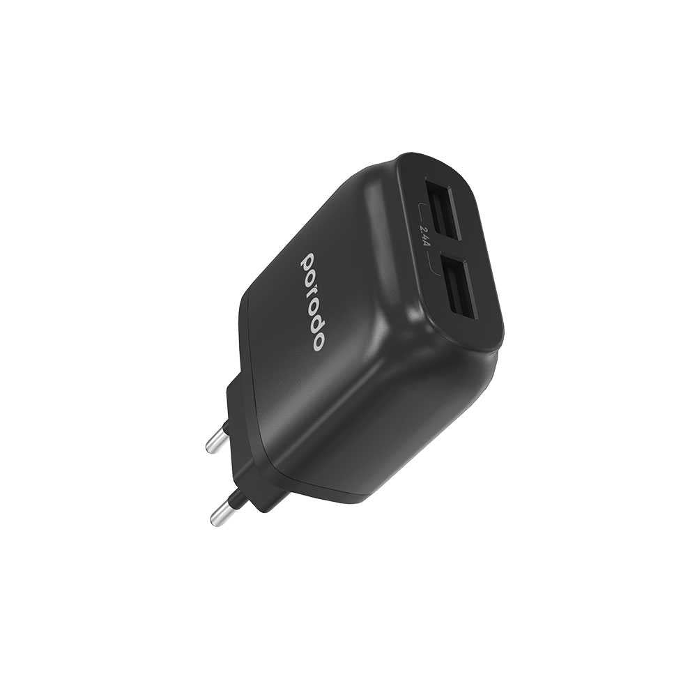 Porodo Dual Port Auto-ID 2.4A EU Wall ChargerIncludes Micro USB Cable