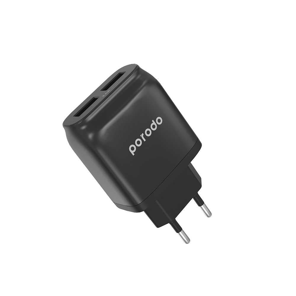 Porodo Dual Port Auto-ID 2.4A EU Wall ChargerIncludes Micro USB Cable