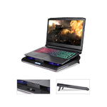 Porodo Gaming Multi-Fan Cooling Pad with RGB Lighting, Laptop Cooling Pad, 3-Level Stand Height Adjustable, 5 Super Quiet Fans, 1400RPM Strong Wind Gaming Cooling Stand with USB2.0 Interface - Black