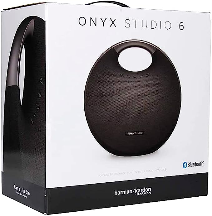 Harman Kardon Onyx Studio 6 Wireless Bluetooth Speaker - IPX7 Waterproof Extra Bass Sound System with Rechargeable Battery and Built-in Microphone - Black