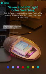 Coteci Magic Crystal Mouse Transparent Texture Dual-mode Mouse, Silent And Not Disturbing, Smart Percussion - Violet (84011-PE)