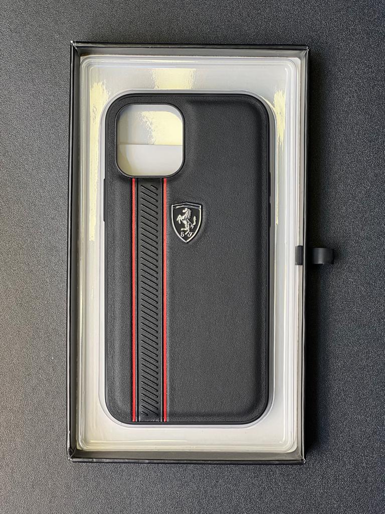 Ferrari iPhone ALL Cover Off Track leather Black Nylon Stripe Red