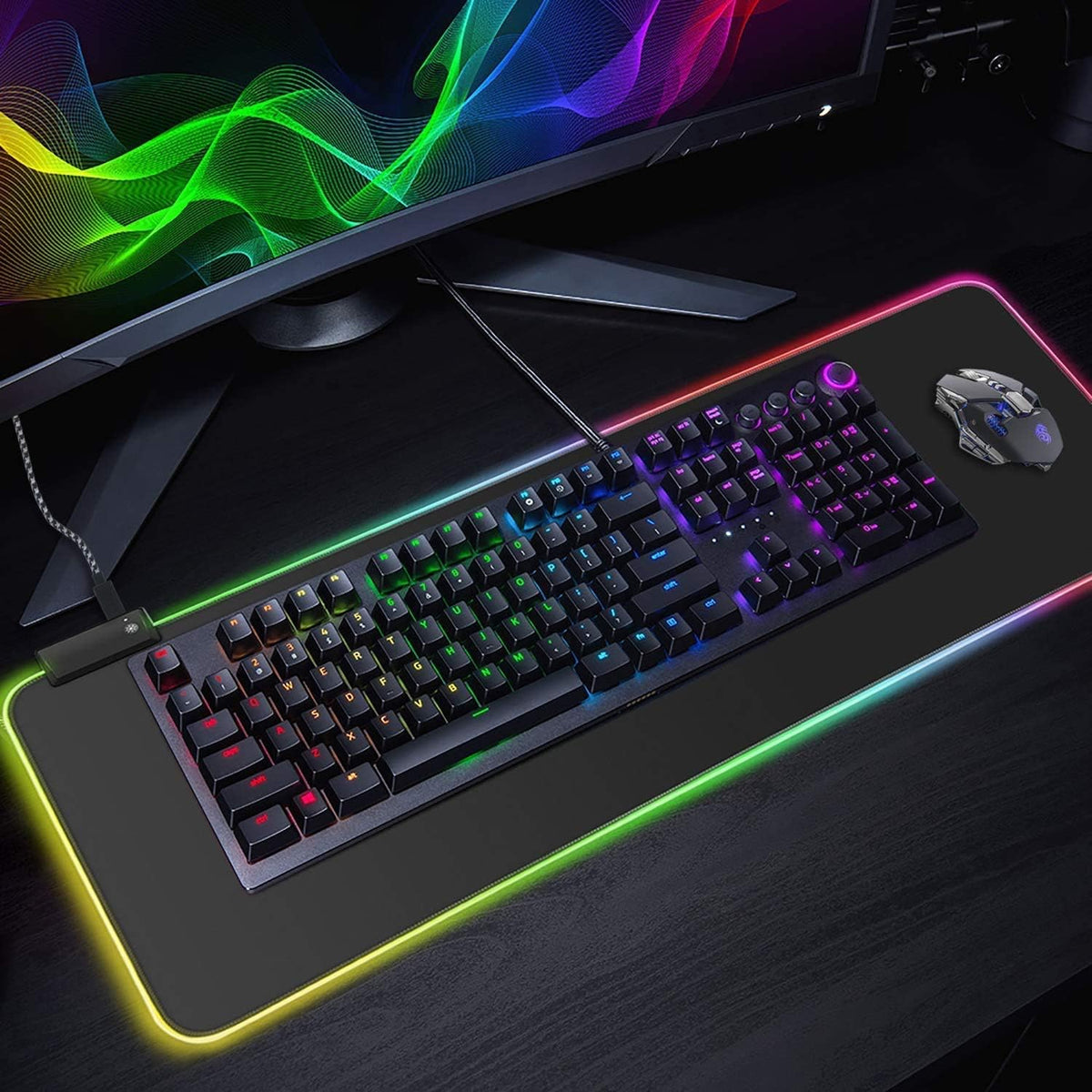 Porodo Soft Gaming Mouse Pad Large, Oversized Glowing Led Extended