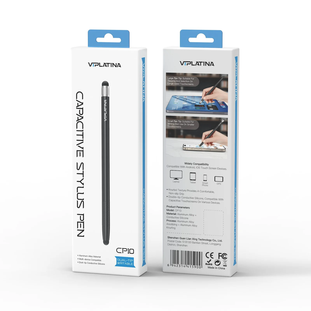 VIPLATINA CP10 Dual-Tip Capacitive Stylus Pen for Touchscreen Devices