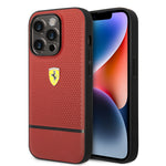 Ferrari PU Leather Perforated & Line Hard Case for iPhone 14 Pro Max
