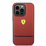 Ferrari PU Leather Perforated & Line Hard Case for iPhone 14 Pro Max