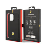 Ferrari Magsafe Silicone Hard Case with Yellow Metal Logo Compatible for iPhone 14 Pro, 14 Pro Max (Black/Red)