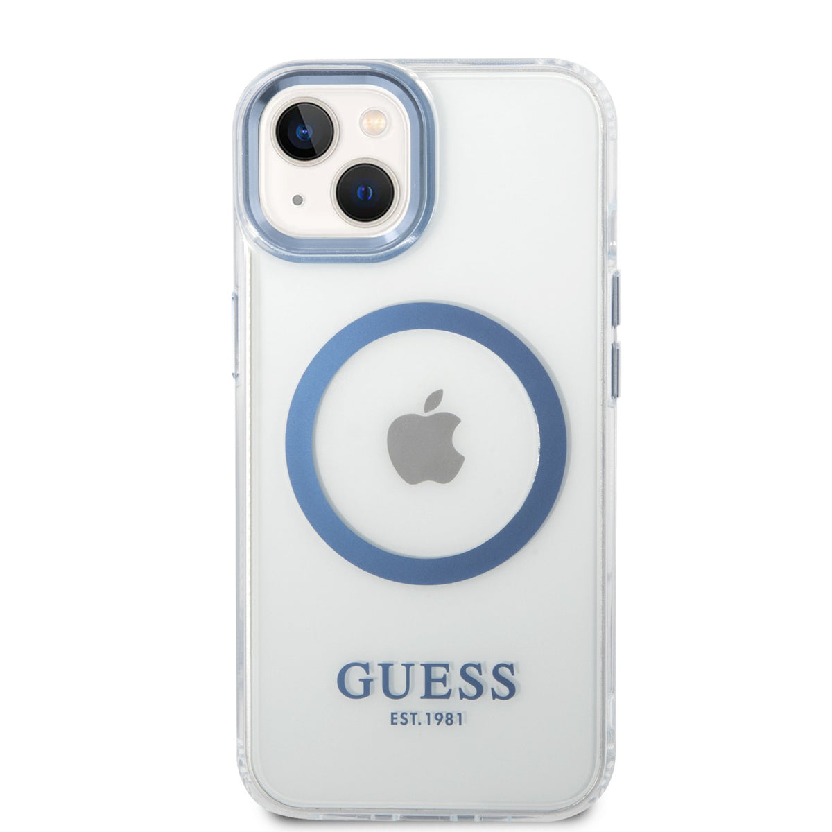 Apple iPhone 14 & 14 Plus Guess Magsafe Transparent Outline in Blue,Silver & Gold Colors