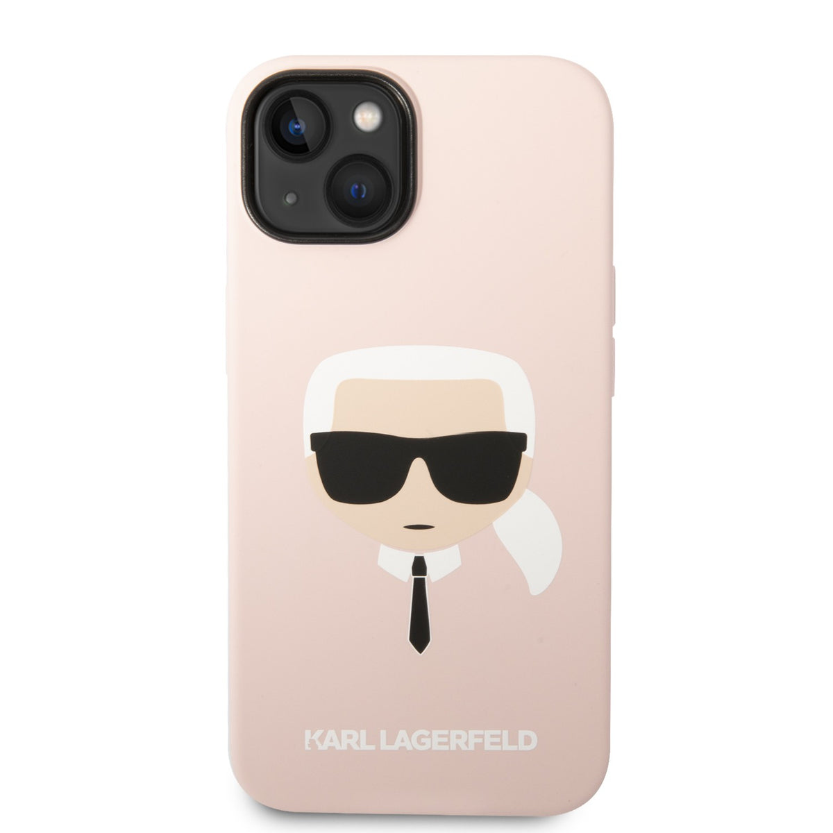 Apple iPhone 14 and 14 Plus Karl Lagerfeld Silicone Karl`s Head Hard Case in Black & Pink colors