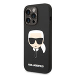 Apple iPhone 14 Pro and 14 Pro Max Karl Lagerfeld Silicone Karl`s Head Hard Case in Black & Pink colors