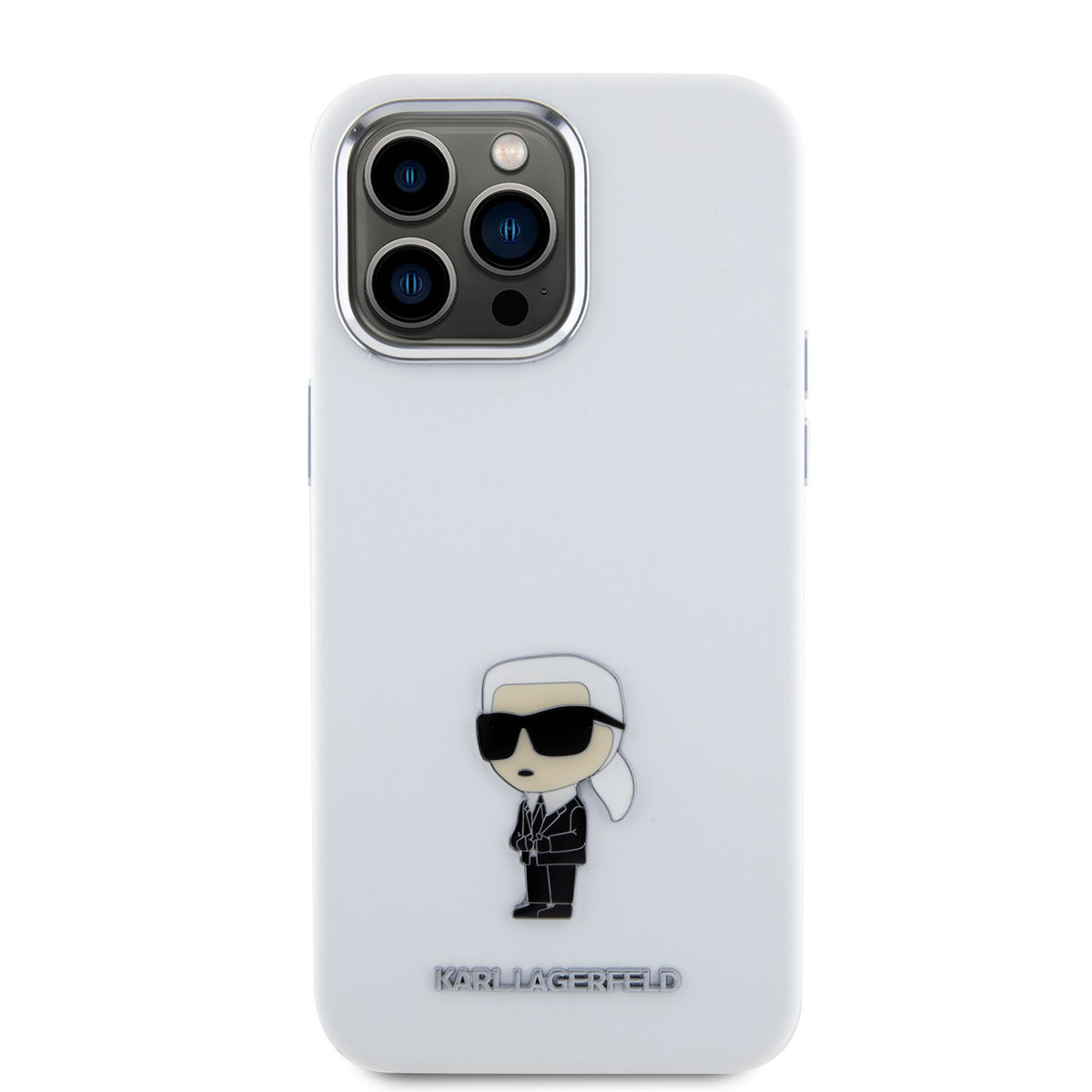 Apple iPhone 15 Pro & 15 Pro Max Karl Lagerfeld Silicone Hard Case With Karl Lagerfeld & Choupette Heads in Black & White Colors