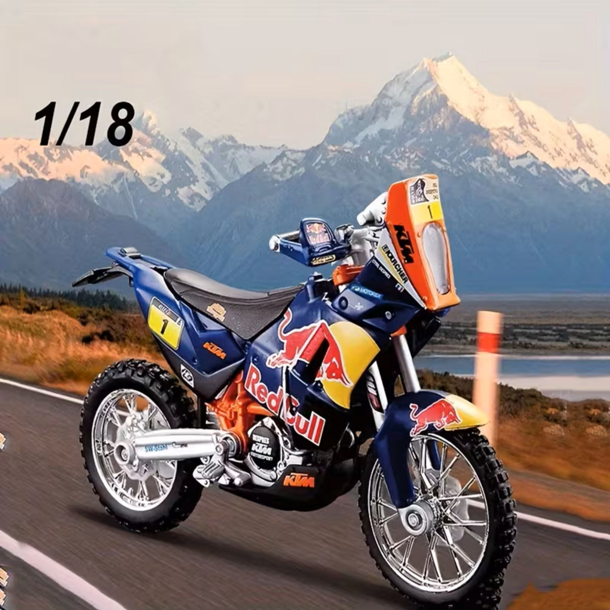 Bburago 1:18 KTM 450 Rally Dakar Red Bull Diecast Motorcycle Model Toy