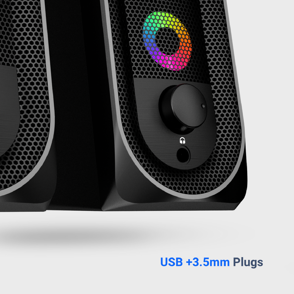Porodo Gaming 10W, RGB Light Effect|Lighting Touch Sensor|USB & 3.5MM Universal Plug |Non-Magnetic Material PC Speaker