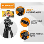 Plokama PK-9950 Camera & Mobile Tripod 150cm with Remote Control | 360° Adjustable Professional Stand