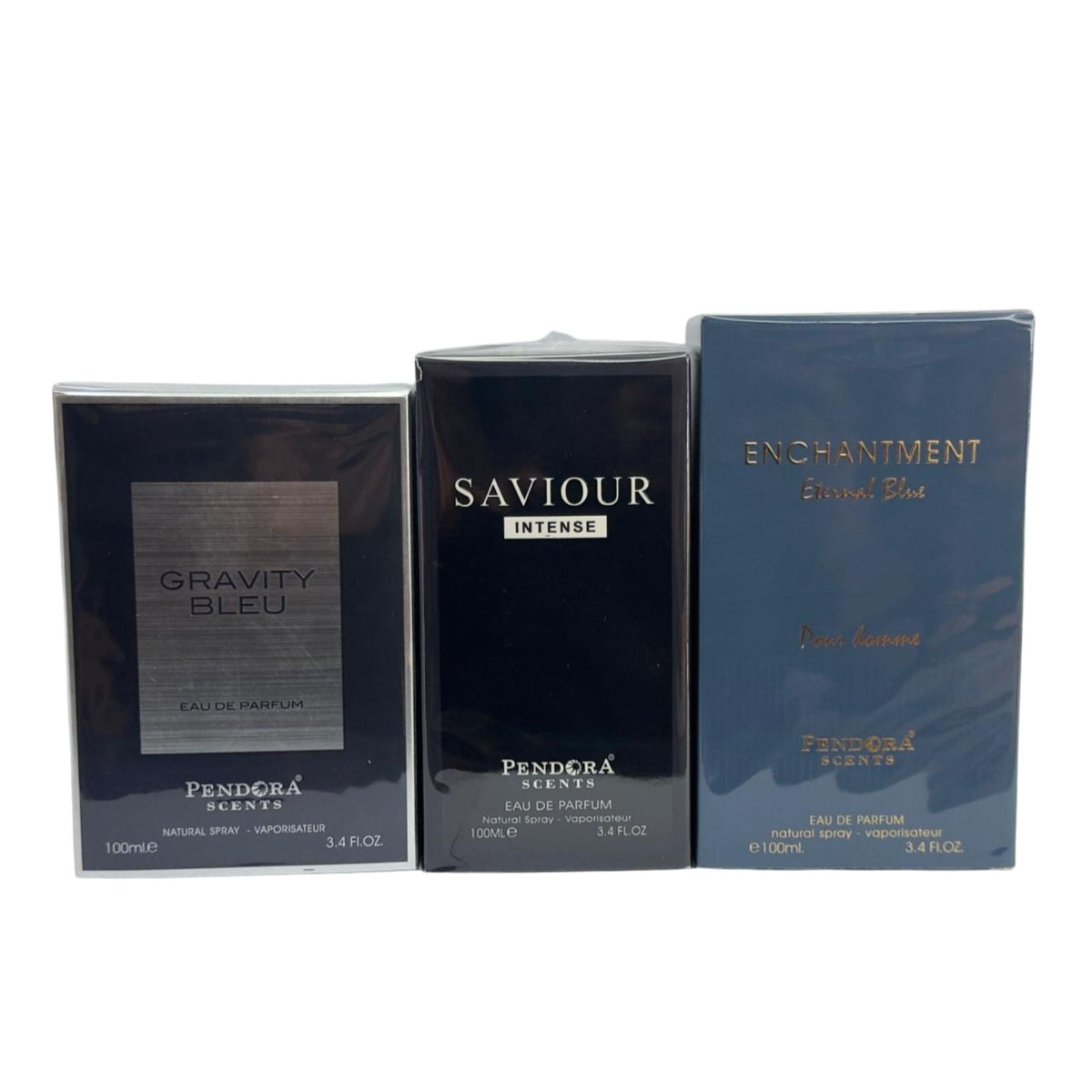 Pendora Scents Men's Perfume Set – Gravity Bleu, Saviour Intense & Enchantment Eternal Blue (3 × 100ml)