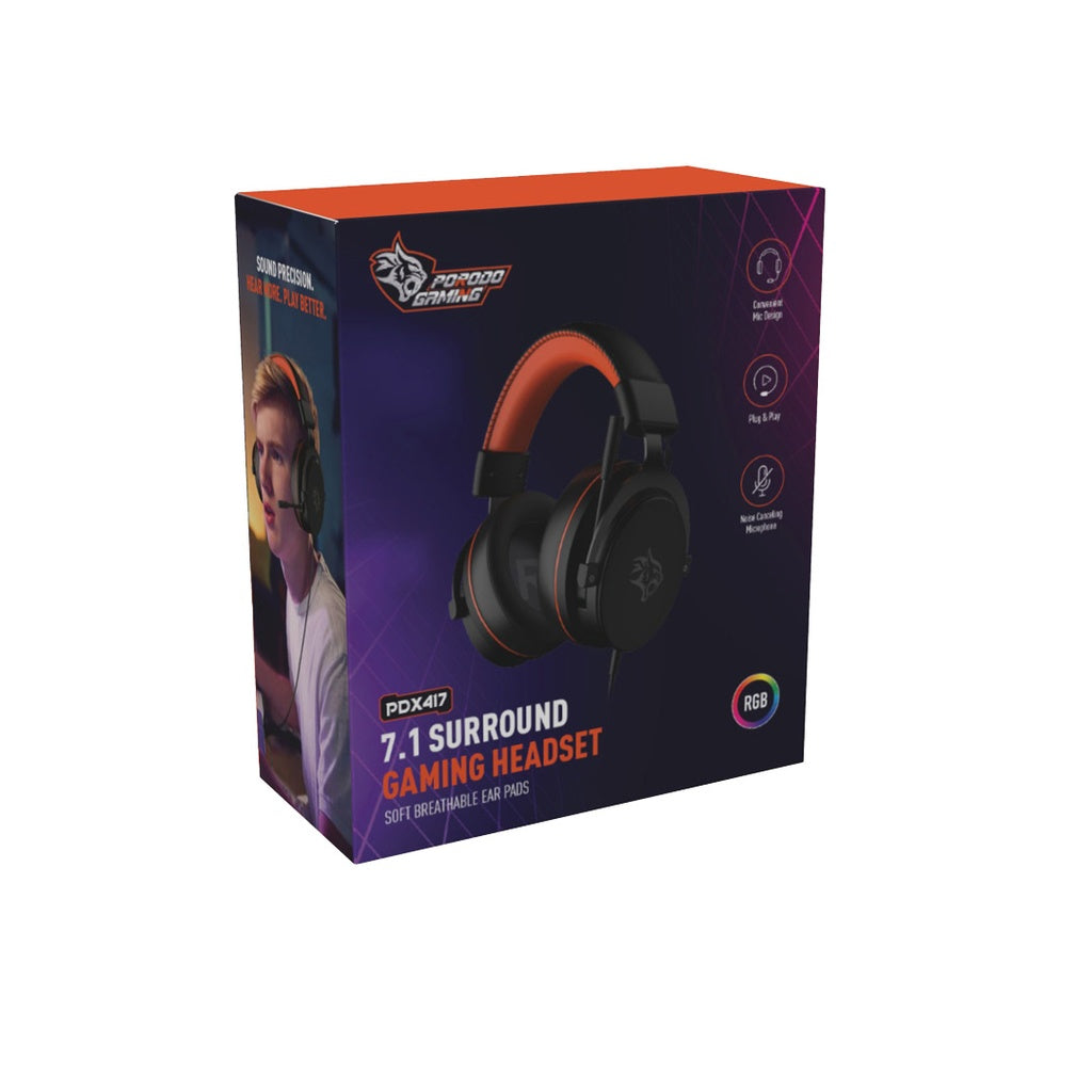 Porodo Gaming PC RGB ENC Gaming Headphones - Black